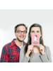 Mr. & Mrs. Panda Postkarte Einhorn Weihnachtsmann mit Spruch in Rot Pastell