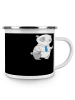 Mr. & Mrs. Panda Camping Emaille Tasse Bräutigam Heute mit Spruch in Schwarz