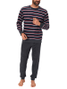 NORMANN Frottee Pyjama langarm Schlafanzug Bündchen Streifen - 76636 in anthrazit