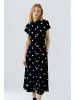 Oui Maxikleid Silky Touch in black offwhite