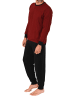 NORMANN Langarm Schlafanzug Pyjama Bündchen Minimalprint in rot