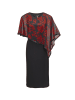 GOLDNER Kurzgröße:  Elegantes Abendkleid mit Pailletten in schwarz / rot / geblümt