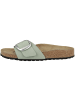 Birkenstock Pantolette Madrid Big Buckle Nubukleder schmal in hellgrau