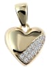 Adeliás Damen Anhänger – Herz Herzanhänger aus 375 Gold mit Zirkonia in gold