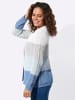 WITT WEIDEN Ajour-Strickjacke in mittelblau-ecru-geringelt