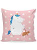 Mr. & Mrs. Panda Zierkissen Einhorn Teddy ohne Spruch in Rot Pastell