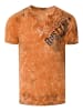 Rusty Neal V-Neck T-Shirt Verwaschen mit Seitlichem Logo Print in Orange