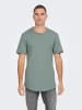 Only&Sons Langes Rundhals T-Shirt Einfarbiges Kurzarm Basic Shirt ONSBENNE in Grün