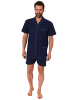 NORMANN shorty Pyjama kurzarm gewebt durchknöpfbarem Oberteil - 55079 in marine