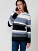 KOROSHI Weicher Damenpullover aus Fellstrick mit Streifen in blau