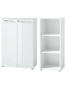 KADIMA DESIGN Büro-Set 2-tlg 120cm hoch Kommode x Regal, Glas Front in Weiß