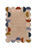 KADIMA DESIGN Wollteppich Kreis Wellenform, Wohnzimmer in Beige-Multicolor