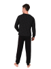 NORMANN Langarm Schlafanzug Pyjama Bündchen Minimalprint in schwarz