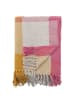 Bloomingville Decke HADLEY Rosa Gelb Natur Karo Muster mit Fransen 160x130 cm