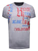 Rusty Neal Vintage Herren Oil Wash T-Shirt mit Front- & Backprint, Raw Edge in Anthrazit