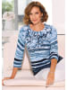 GOLDNER Kurzgröße:  Viskosepullover mit Muster, Feinstrick in blau / gemustert