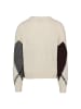 Zero  Grobstrick-Pullover mit Intarsie in Patch Cream/Brown
