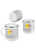 Mr. & Mrs. Panda Tasse Emaille Neuanfang Scheidung mit Spruch in Heather Grey