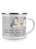 Mr. & Mrs. Panda Camping Emaille Tasse 3. Hochzeitstag Lederhoch... in Heather Grey