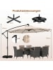 COSTWAY Sonnenschirm mit Ständer & LED-Leuchten 300 cm in Beige