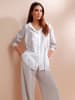 Heine Longbluse in ecru-hellgrau