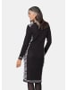 GOLDNER Jacquard Strickkleid in schwarz / silbergrau / gemustert