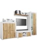 VCM  4 tlg Schrankwand Möbel Set Wohnwand Usilo L in Weiß / Honig-Eiche