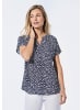 GOLDNER Kurzgröße:  Bluse mit Tunika Ausschnitt in marine / weiß / gemustert