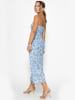 SASSYCLASSY Gesmoktes Bandeau-Kleid mit Print in Jeansblau