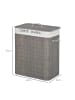 HOMCOM Wäschekorb-52L x 32B x 63H cm-Grau+Weiß
