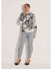 MADELEINE Langarm Pullover mit floralem Muster in silbergrau / multicolor