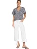 Zero  Kurzarm-Bluse mit Print. in Dark Blue/Cream