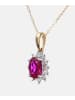 Diamant L'éternel Halskette mit Anhänger aus 375 Gelbgold mit 0.25 Karat Diamant mit Rubin