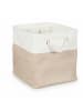 relaxdays 4 x Aufbewahrungskorb in Beige/ Weiß - (B)28 x (H)28 x (T)28 cm