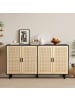 ABRIHOME 158 cm Sideboard mit Rattan Deko in Schwarz