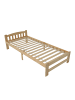 ABRIHOME Futonbett in Natur 140x200 cm Massivholz mit Kopfteil Lattenrost