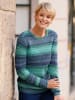 Sieh an! Rundhals-Pullover in royalblau-grün-geringelt