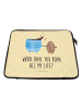 Mr. & Mrs. Panda Laptop Tasche Kaffee Bohne mit Spruch in Gelb Pastell