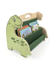 relaxdays Bücherregal Kinder "Dino" in Grün/ Natur - (B)44 x (H)34 x (T)31 cm