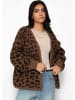 SASSYCLASSY Kurzer Cardigan mit Leo-Print in Braun