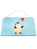 Mr. & Mrs. Panda Wandbild Holz Pinguin Luftballon ohne Spruch in Eisblau