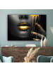 MuchoWow Leinwand Bilder Gesicht gold schwarz