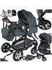 tectake Kombi-Kinderwagen Mats für 0 bis 36 Monate geeignet, Belastbarkeit 15 kg, anthra