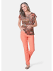 GOLDNER Kurzgröße:  Ultraleichte Printbluse mit Kurzarm in papaya / gemustert