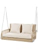 ABRIHOME Hollywoodschaukel in Beige Rattan mit grauen Kissen 2 Sitze