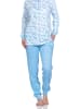 NORMANN langarm Schlafanzug Bündchen Pyjama Hose Streifen - 75708 in blau