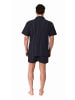 NORMANN kurzarm Schlafanzug Shorty Pyjama gewebt zum Knöpfen - 80183 in anthrazit