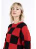 myMo ROCKS Damen Strickpullover in Rot Schwarz