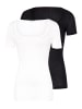 Hanro Unterhemd / Shirt Kurzarm Ultralight in Schwarz / weiß