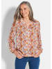 GOLDNER Kurzgröße:  Florale Druckbluse mit V-Ausschnitt in orange / gemustert